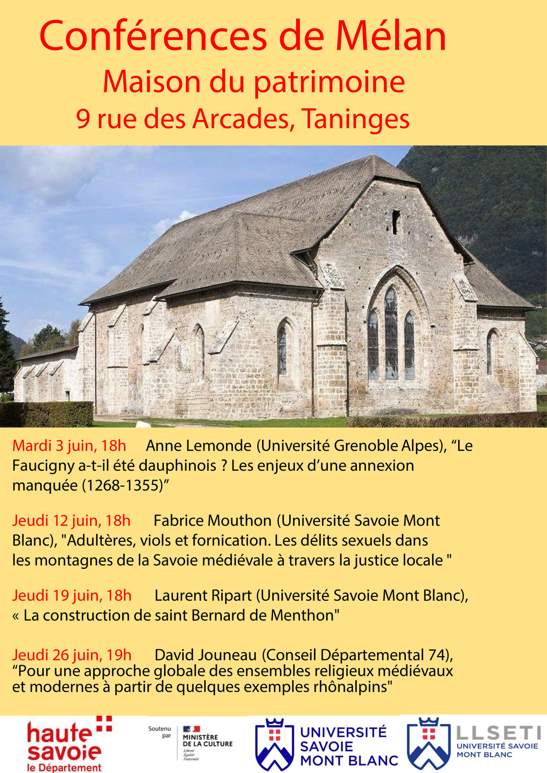 Visuel de l'affiche conférences de Mélan